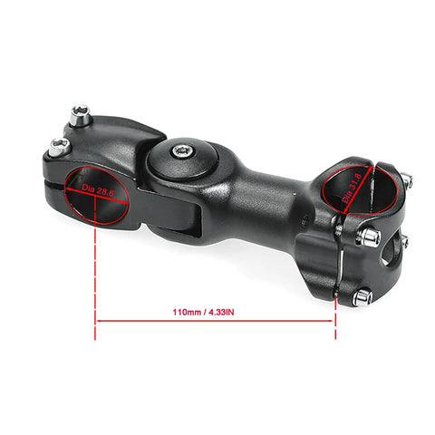 Adjustable Bike Stem Riser Extender For 28.6mm Fork And 31.8mm Bars 110mm Length With 0 To 60 Degree Tilt Elevates Handlebar Height