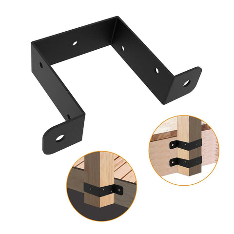 4 Pack Square Tube Strap Clamp Set For 4x4 Posts, Heavy Duty U Shape Bracket Clamp With Powder Coat, Black Post Tie Bracket