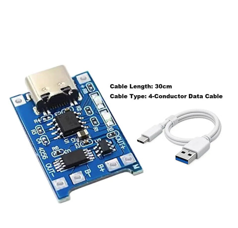 Plug And Go Tp4056 Lithium Battery Charger Board With Type C Usb 5V 1A Input And Thermal Cutoff Protection For 3.7V Cells And Maker Projects Solid Deal with USB cable.