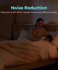 Woman and child sleeping peacefully thanks to DIY 3D Printer Enclosure Kit For Quiet, Safe Printing with Odor Isolation and High Temp Filament Support.