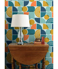 Top Shelf Modern Geometric PVC Free Professional Wallcovering Durable Polyester Linen Finish high traffic kitchens, bathrooms, hallways wallpaper.
