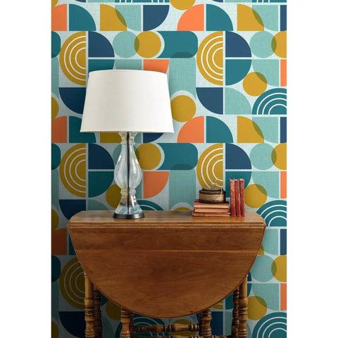 Top Shelf Modern Geometric PVC Free Professional Wallcovering Durable Polyester Linen Finish high traffic kitchens, bathrooms, hallways wallpaper.