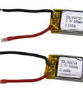 2-Pack 3.7V 150mAh Li-Poly Battery Replacement for Syma S107 S107G RC Helicopters and Mini RC Cars, 20C Discharge, with wires visible.