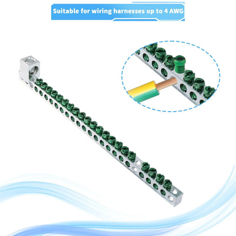 21 Terminal Grounding Bar Kit For BR And CH Series Load Centers showing installed green screws