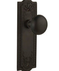 Meadows Plate With New York Knob Privacy Door Set For 2 3/4 Backset In Oil Rubbed Bronze Solid Brass Plates Lead Crystal Knobs