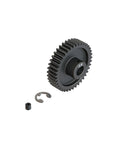 Beefy 39T Mod1 Safe D8 Steel Pinion Gear For RC Cars ARA311127, wide tooth profile, black steel, includes 8mm shaft components
