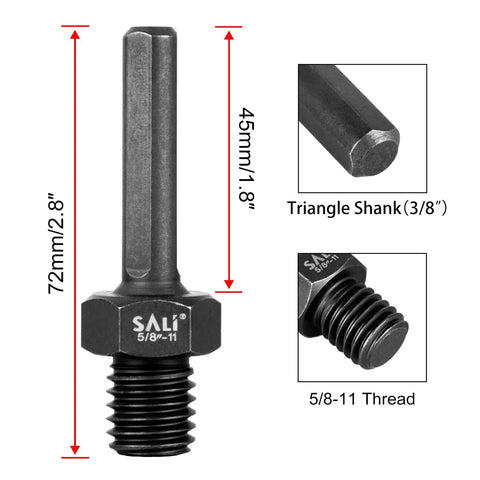2 Pack Core Drill Bit Adapters 5/8-11 Thread To 3/8 Inch Triangle Shank Heavy Duty Conversion For Diamond Hole Saws
