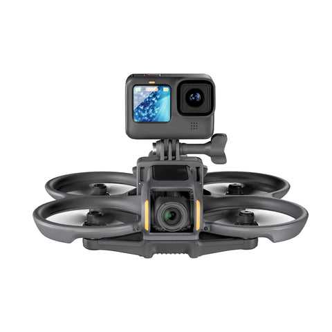 Avata 2 Drone Action Camera Mount Holder for DJI Action 5 and 4 Pocket 3 2 1 GoPro Series Insta360 on drone with GoPro attached