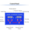 Control panel of Heavy Duty Digital Ultrasonic Cleaner 3.2L Tank With Basket featuring LED displays and control buttons.