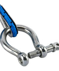 Amarine Made 3/16 Inch By 100 Ft Premium Braided Polypropylene Boat Anchor Rope with stainless steel thimble and shackle detail.