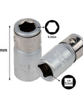 Hex Shank Socket Bit Adapter Set From One Quarter Inch Square Drive To One Quarter Inch Hex 2 Pack Chrome Vanadium Steel