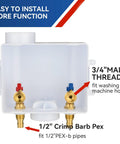 Heavy Duty Washing Machine Outlet Box With One Half Inch PEX Crimp Inlet And Three Quarter Inch MHT Outlet Center Drain UPC Certified