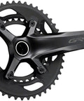 Close-up of Gravel Ready 11 Speed Crankset With 46 And 30 Tooth Chainrings 110 80 BCD Hollowtech II Spindle Aluminum Arm Black Finish 170mm