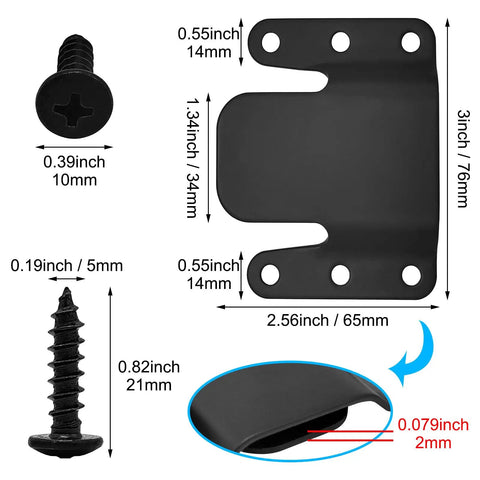 Heavy Duty Sectional Couch Connectors With Screws Universal Sofa Metal Brackets for Loveseats with dimensions and screws.