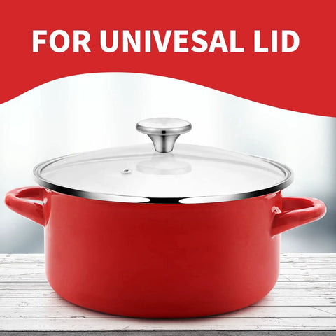 Snag This Rock Solid Replacement Dutch Oven Knob Set, Heat Resistant Stainless Steel Pot Lid Handles For Enameled Cast Iron Cookware, Hassle Free Kitchen Upgrade Silver Four Pack. Red dutch oven with stainless steel lid knob.