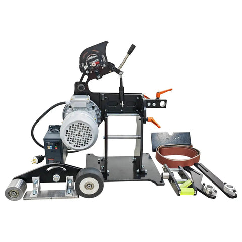 Heavy Duty Variable Speed Belt Sander Polisher With 72X2 Inch Belt for metal welds, featuring a robust motor and adjustable components.