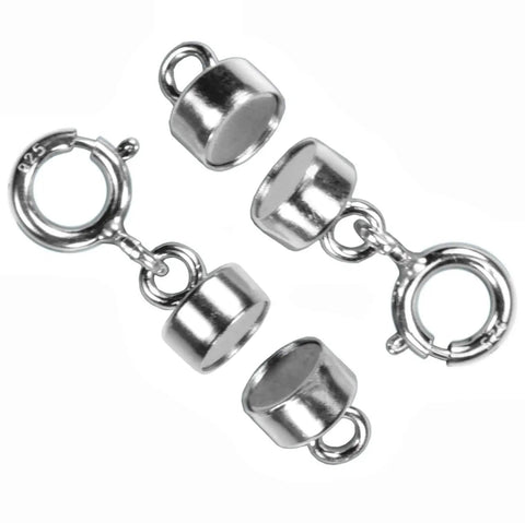 Two Sterling Silver Magnetic Converter Clasps For Small Necklaces No Fuss Easy Clip Works With Spring Ring Or Small Lobster Clasps