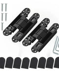 Invisible Hidden Door Hinge Pair For Real Wood Doors Adjustable Cross Frame Straight Outward Swing with screws and caps.
