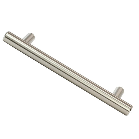 Contemporary Brushed Nickel Pull Handle Set 10 Pack 4-1/4 Inch Hole Centers Euro Style 5-13/16 Inch Overall Length