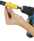 Electric Drill Rivet Removal Tool Kit For 1/8 To 1/4 Inch Blind Rivets Alloy Steel Yellow Body close-up in use