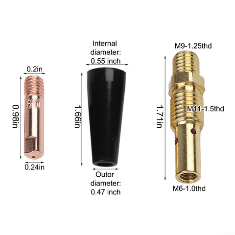 Flux Core MIG Welding Kit With Gasless Nozzles And 0.035 In Contact Tips And Diffusers For Easy Swaps, product dimensions