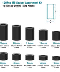 M6 Spacer Assortment Kit With Non Threaded Round Washers And Insulated ABS Plastic Standoffs ID 6.2mm OD 11mm Ten Sizes
