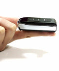 Side view of Pocket Scale Two Piece Set with 200g Capacity and 0.01g Readability, mini car key-sized LCD balance on fingertip.