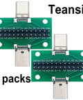 USB C Breakout Test Board 2 Pack Solderless Pins 24 Pin 2.54mm Double Sided Socket With Pin Header Connector