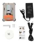 Slick Little Mini Belt Sander And Bench Grinder With 96 Watt Copper Motor For Smooth Knife And Tool Sharpening Adjustable Speed Home Wood And Metal Workshop Knockout Gem components including motor and adapter.