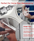PVC Pipe Threader Set for Plumbing Repairs, showing carbon steel kit in use on one inch and three quarter inch pipes