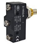 Two Pack Micro Limit Switch 1NO 1NC Panel Mount Snap Action Switch With Screw Terminals 15A 125 To 380 VAC Ideal For Industrial Control Circuits And Machinery Safety Interlocks, front view showing screw terminals and labeling.