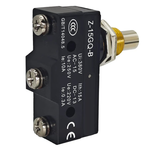 Two Pack Micro Limit Switch 1NO 1NC Panel Mount Snap Action Switch With Screw Terminals 15A 125 To 380 VAC Ideal For Industrial Control Circuits And Machinery Safety Interlocks, front view showing screw terminals and labeling.
