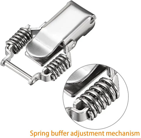 Beefy Stainless Steel Toggle Latch Clamp With Compression Spring, 95mm Long, Draw Style, close-up of spring mechanism