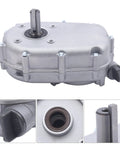 Front view of LNUJIUN gear reduction box with built-in clutch, 2:1 ratio, aluminum housing for Honda GX270