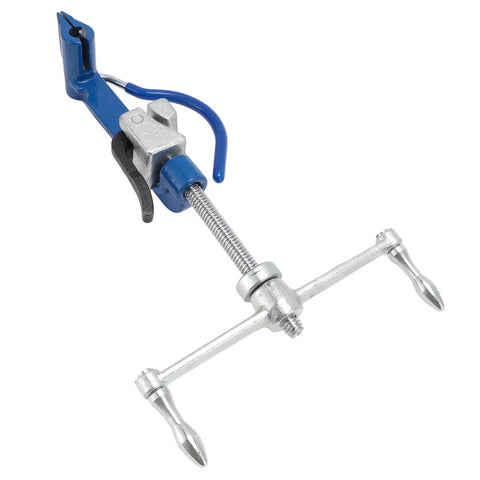 Heavy Duty Self Locking Steel Strap Bander Kit With Stainless Steel Strapping Tool For Boat Industry And Tough Jobs, Adjustable Knob, Razor Sharp Cutting Head, Ergonomic Rubber Grip Handle on white background