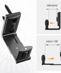 Adjustable Sliding Barn Door Floor Guide With Smooth Glide Rollers For No Sweat Wall Mounted Setup In Black Bulletproof Heavy Duty Aluminum Hardware Kit showing mounting dimensions with black frame.