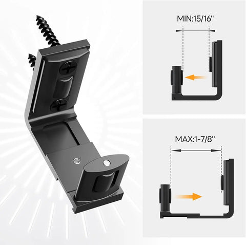 Adjustable Sliding Barn Door Floor Guide With Smooth Glide Rollers For No Sweat Wall Mounted Setup In Black Bulletproof Heavy Duty Aluminum Hardware Kit showing mounting dimensions with black frame.
