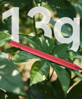 Ultralight 7-Inch Aluminum Tent Stakes Set 12 Pack With Reflective Pull Ropes, shown on foliage, highlighting 13g weight.