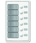 8273 Contura Water Resistant 12V DC Circuit Breaker Panel White 6 Position Tough As Nails For Marine Flybridge And Open Cockpit IP66 Waterproof Front Aluminum 5052 Heavy Duty featuring six labeled switches and buttons