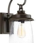 Clear Seeded Glass Farmhouse Outdoor Wall Lantern In Antique Bronze 1 Light Dope Curb Appeal Ready Outdoor Lighting fixture