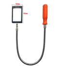 Flexible Inspection Mirror On A Stick With 360 Rotation And 2 LED Lights, Swivel Design For Automotive, 55mm By 90mm Mirror, Orange Handle