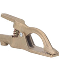 Heavy Duty 35mm Brass Welding Ground Clamp With Super High 500 Amp Conductivity and Oxidation Resistant Body shown at an angle.