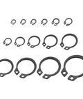 External Retaining Ring Kit, 255 Pcs in 15 Sizes, 65Mn Carbon Steel Circlips arranged in size order