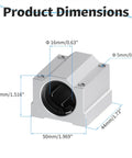 Dimensions of 2 Pack SCS16UU Linear Ball Bearings 16mm ID 44mm Length Aluminum Slide Block for 3D Printer CNC Motion Guide