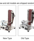 Multifunctional Mini Electric Belt Sander With 9000Rpm Brushless Motor showing new and old models side by side for comparison.