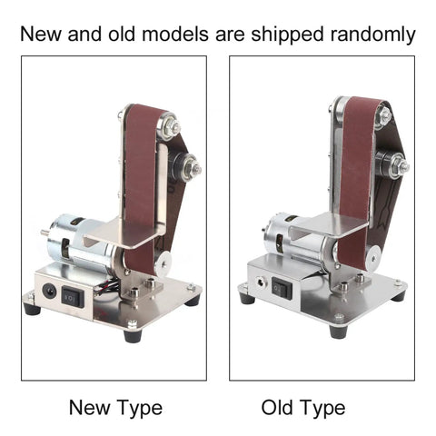 Multifunctional Mini Electric Belt Sander With 9000Rpm Brushless Motor showing new and old models side by side for comparison.