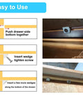 Step-by-step guide using 50 Pack Drawer Wedges With Screws For Quick Furniture Repair And Drawer Bottom Support