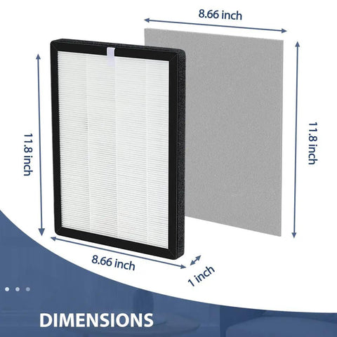 Triple Pack Replacement HEPA Filters For 9000 Series Air Cleaners, Compatible With Pro 9000 Model, shown with dimensions.