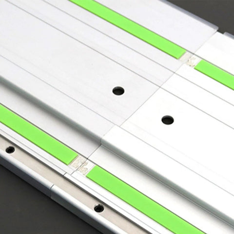 Close-up of Stainless Steel Self Aligning Rail Joiner Kit For Track Saw With T Slot Fit Includes Screws And Wrench Seamless Extension