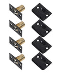Adjustable Door Ball Catch With Invisible Design, 4 Sets Stainless Steel With Strike Plate, Cabinet Door Hardware In Black Finish